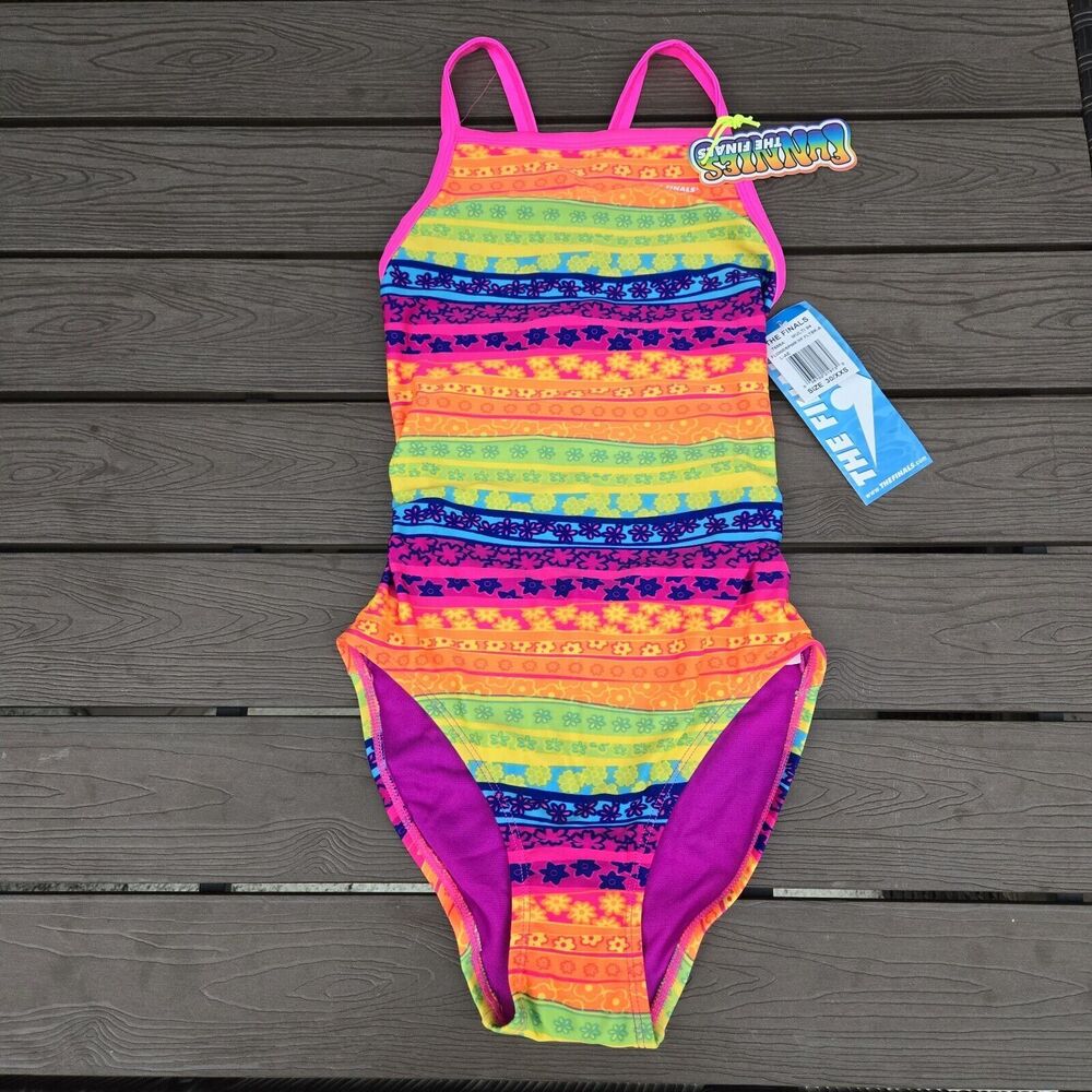 TYR The Finals Women Flowerpower Non Foil Swimsuit Flutterback Multi Size 30 New